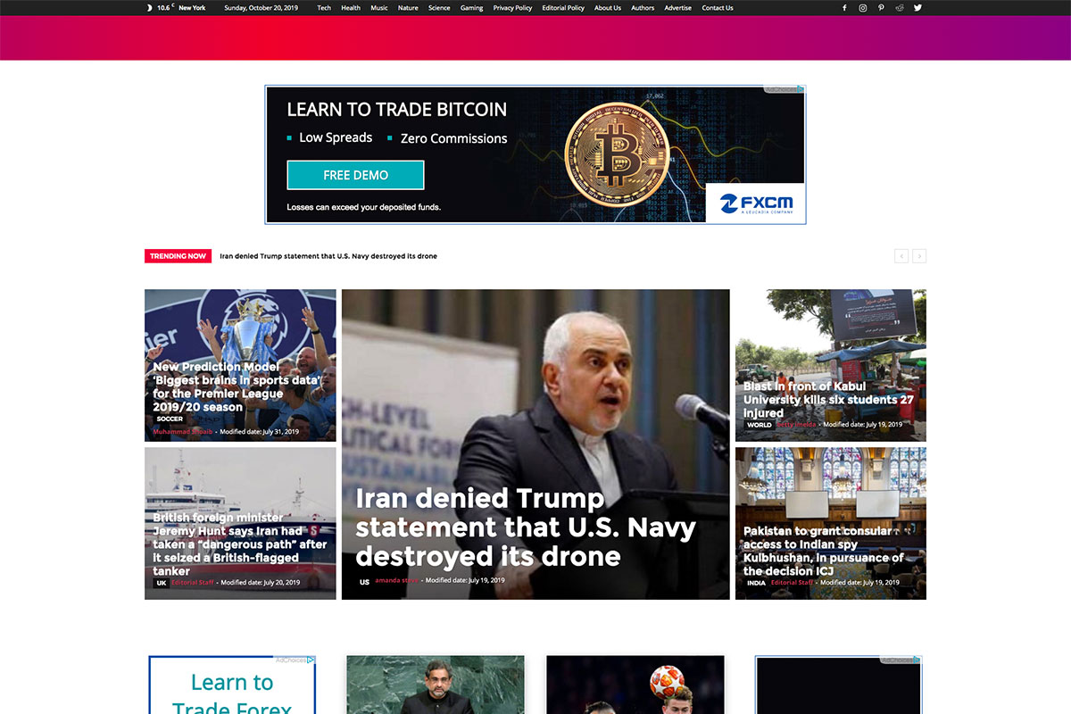 Projekt strony internetowej World Weekly News