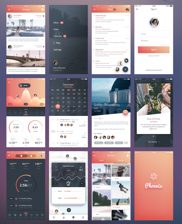 Phoenix UI - Vol 1 - dla iPhone 6 : Darmowe PSD