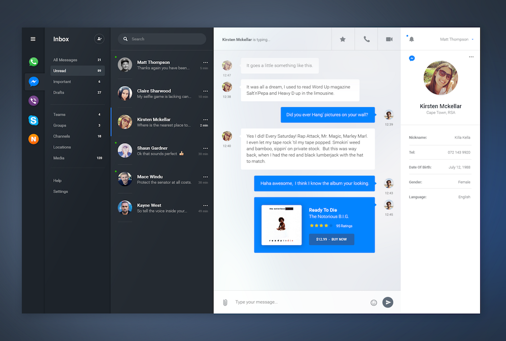 Komunikator internetowy — Panel czatu PSD