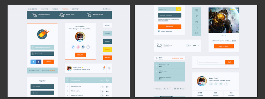 Zestaw UI projektanta-naut