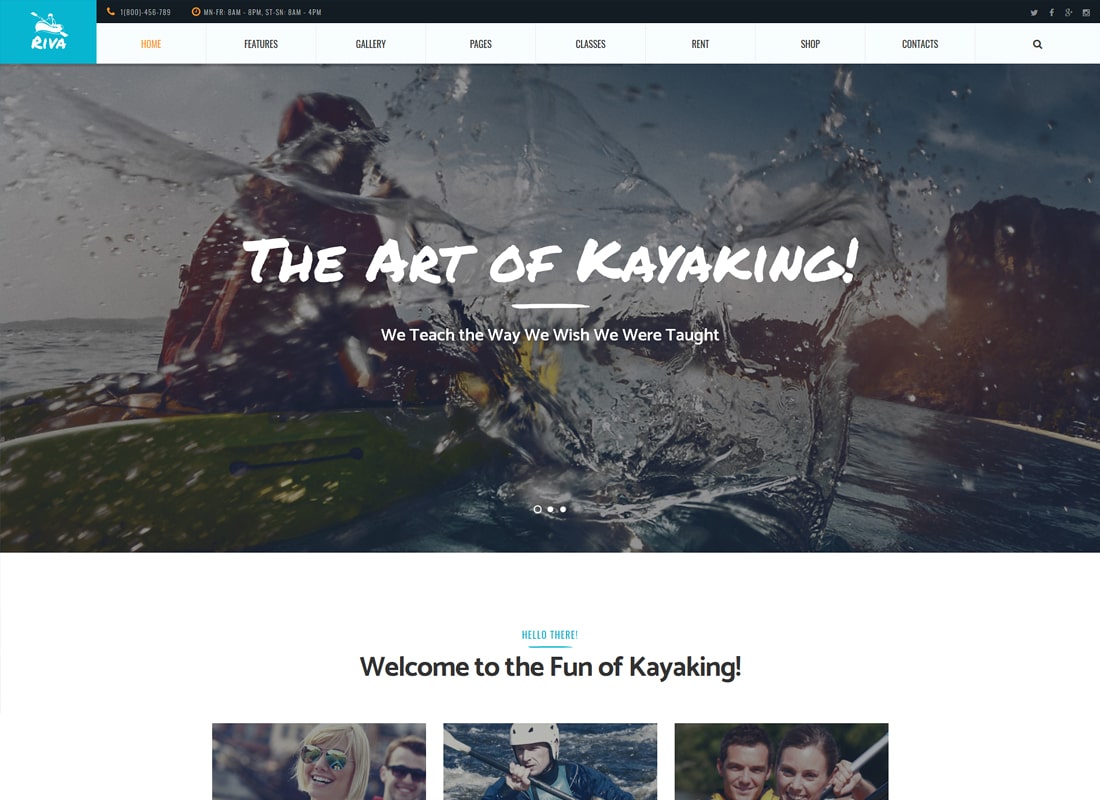 Riva | Kajakarstwo / Wiosłowanie / Sport i na świeżym powietrzu Motyw WordPress