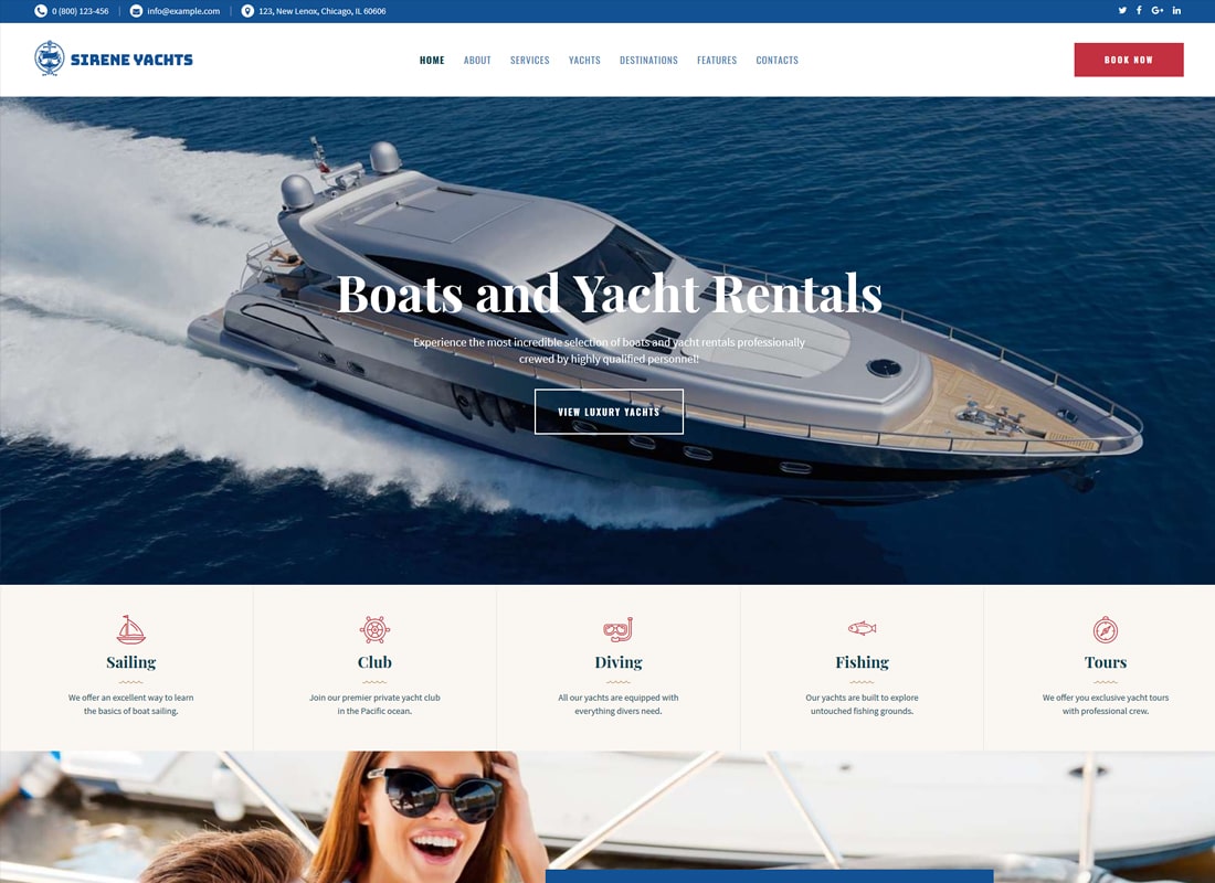 Syrena | Motyw WordPress Usługi czarteru jachtów i wynajem łodzi
