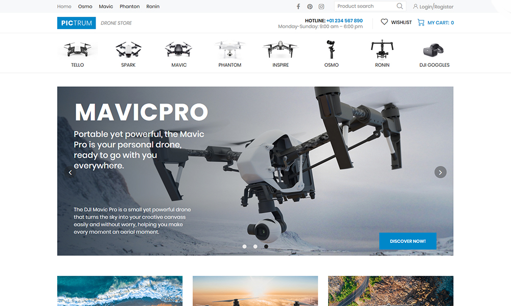 Pictrum-Drone Store ECommerce Minimal Elementor WooCommerce Theme target =