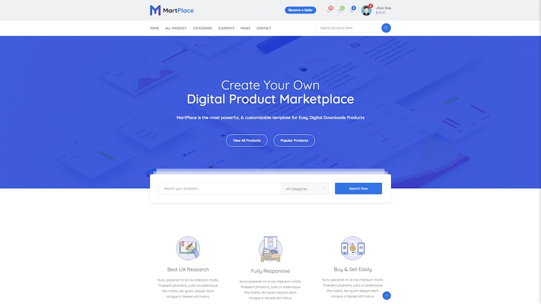 templat situs web e-niaga martplace
