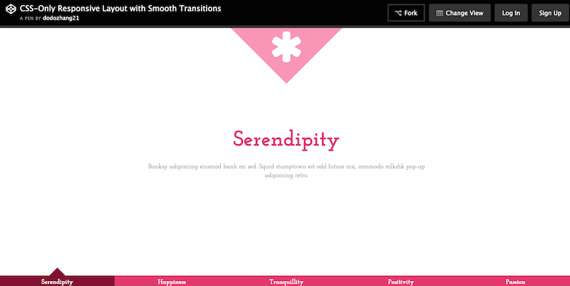 Mise en page CSS uniquement réactive avec des transitions fluides