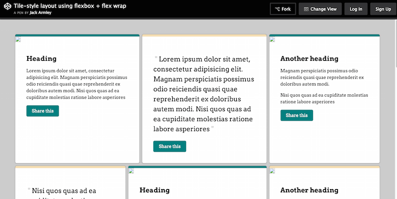 Disposition de style de tuile avec Flexbox et Flex Wrap
