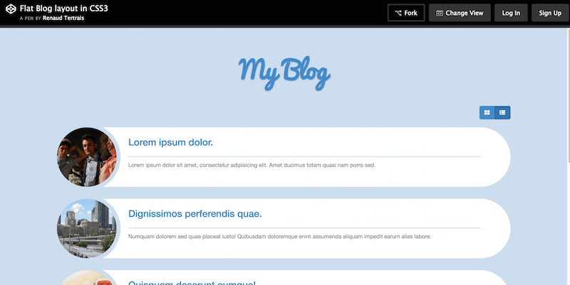 Mise en page de blog à plat avec CSS3