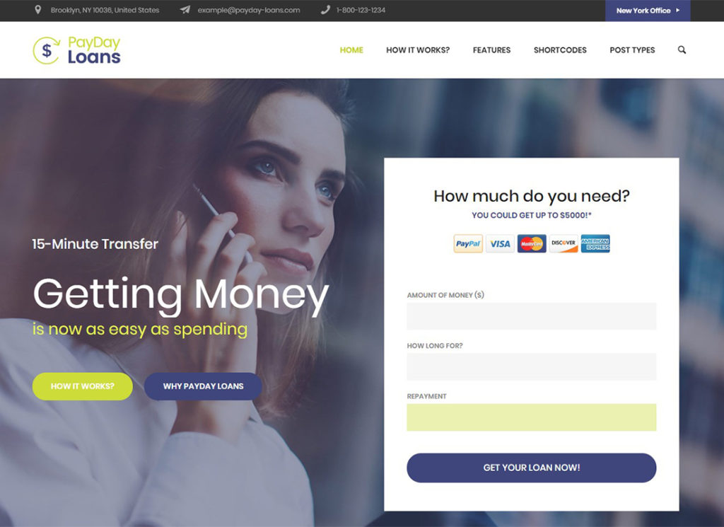 Finanțele | Împrumuturi pe zi de plată, finanțe și afaceri Tema WordPress
