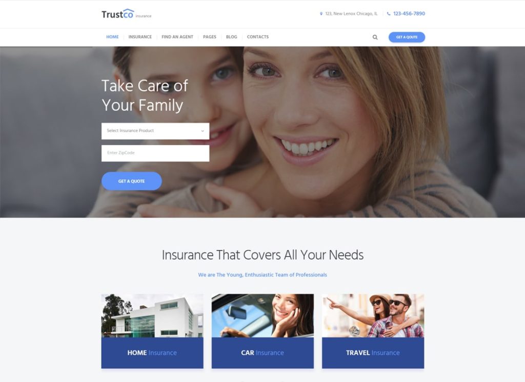 TrustCo | Tema WordPress pentru agenții de asigurări și afaceri