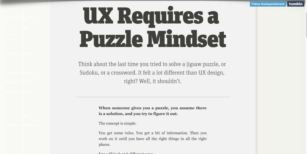 UX necesită o mentalitate puzzle
