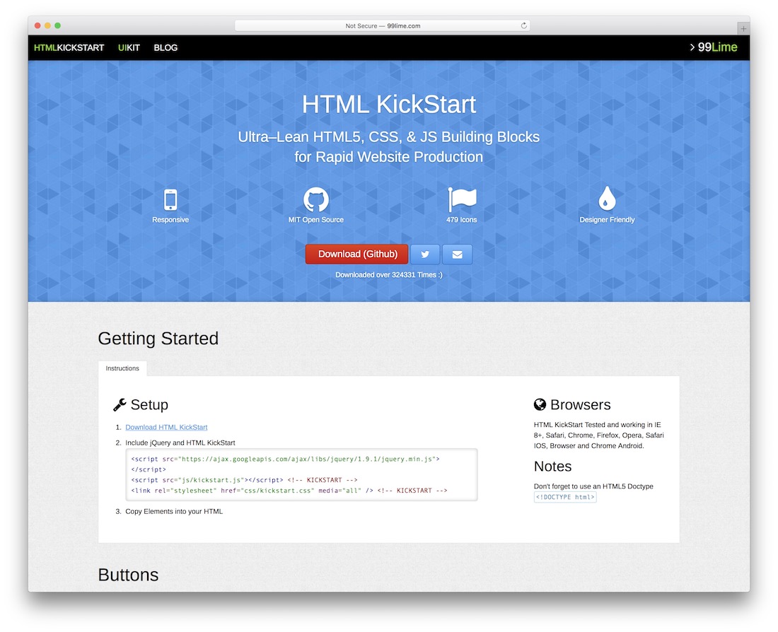 html kickstart html5 framework
