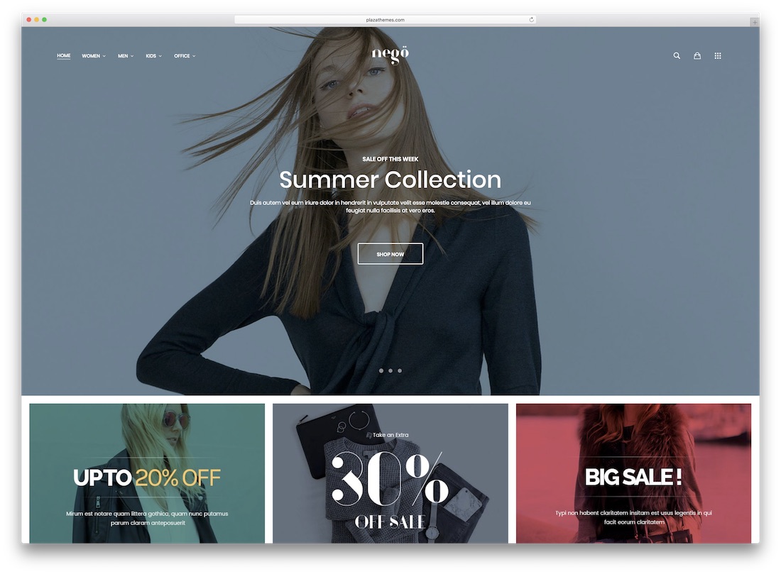 tema de moda magento nego