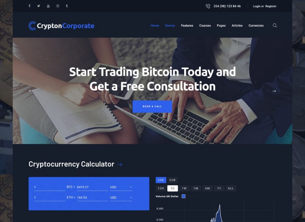 Crypton | O temă WordPress criptomonedă multifuncțională