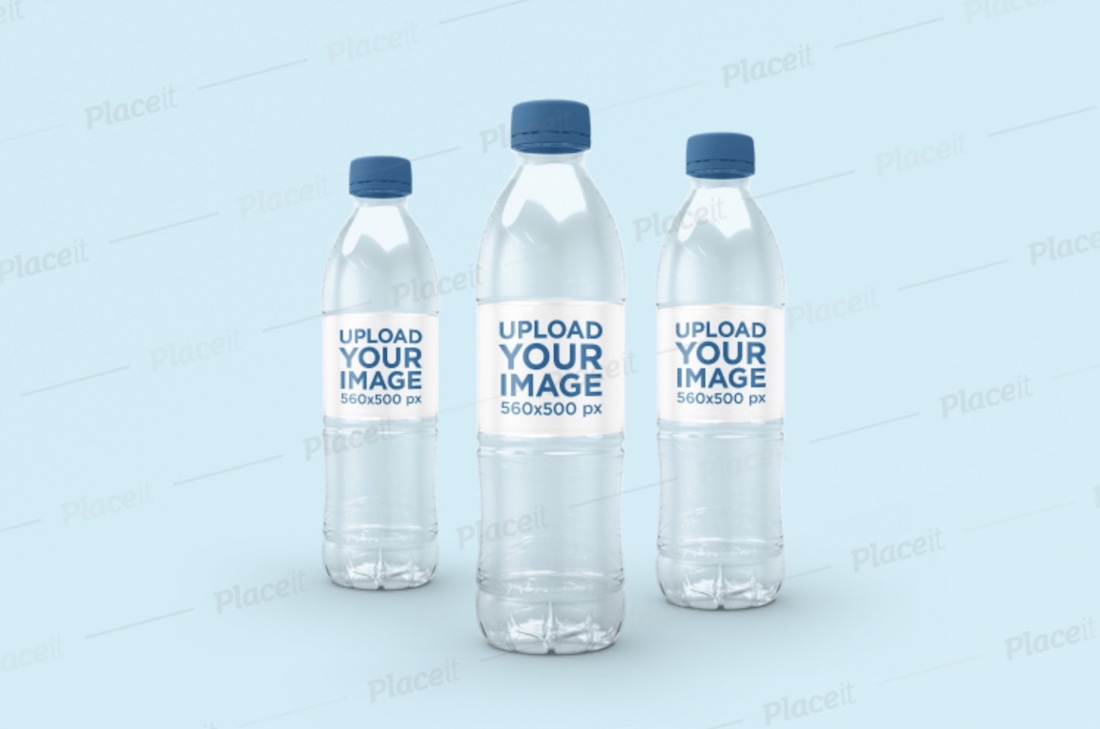 3本の水筒のモックアップ