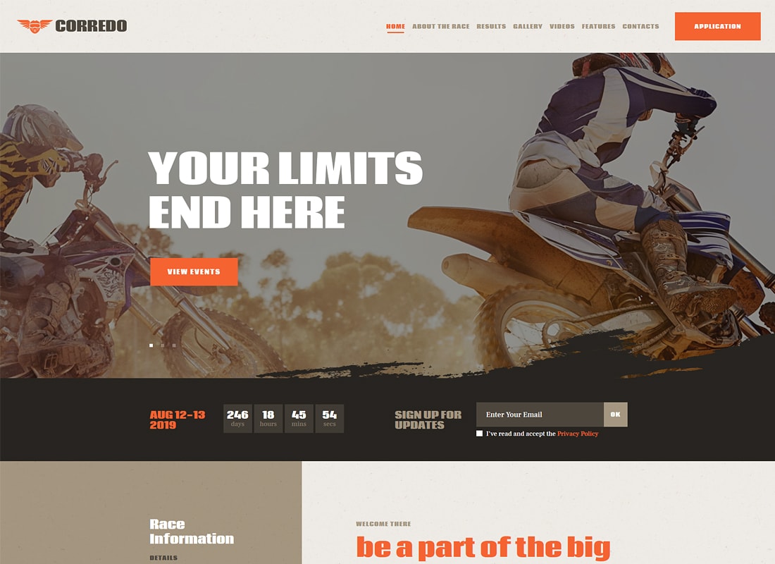 Korredo | Tema WordPress Balap Sepeda & Acara Olahraga