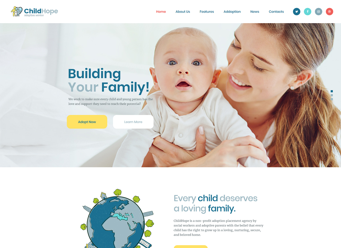 ChildHope | Servizio di adozione di bambini e tema WordPress di beneficenza