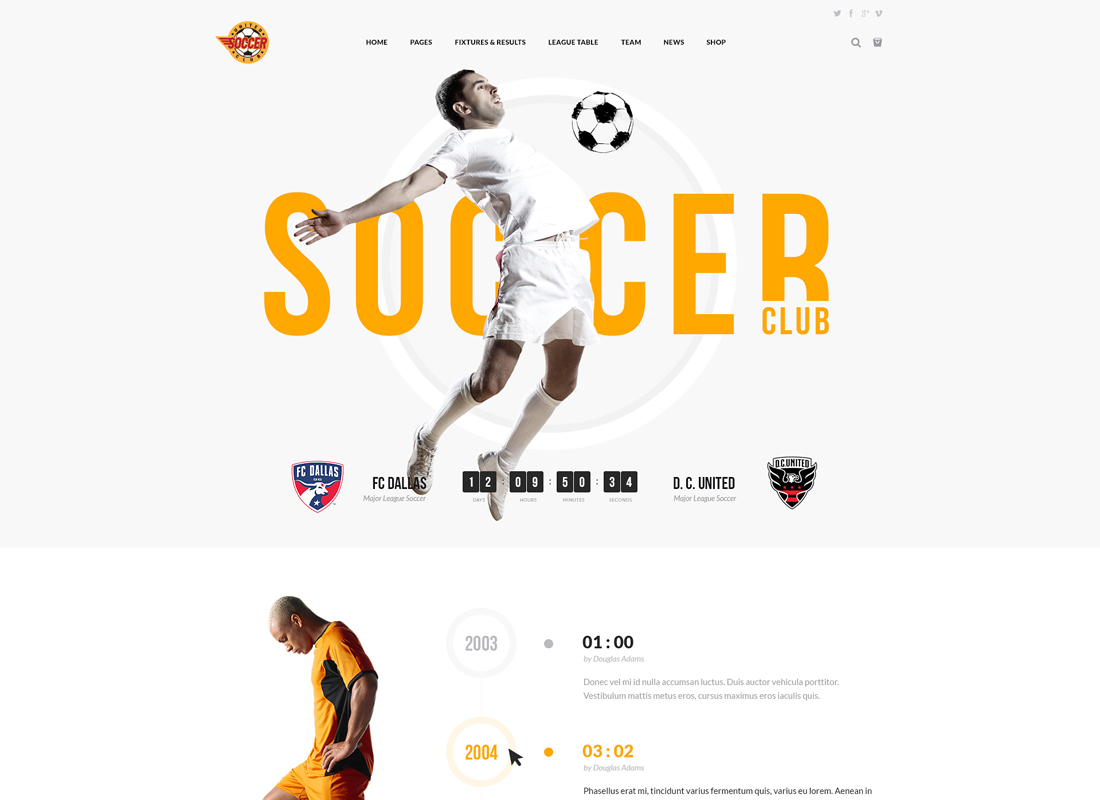 Squadra di calcio | Tema WordPress sportivo