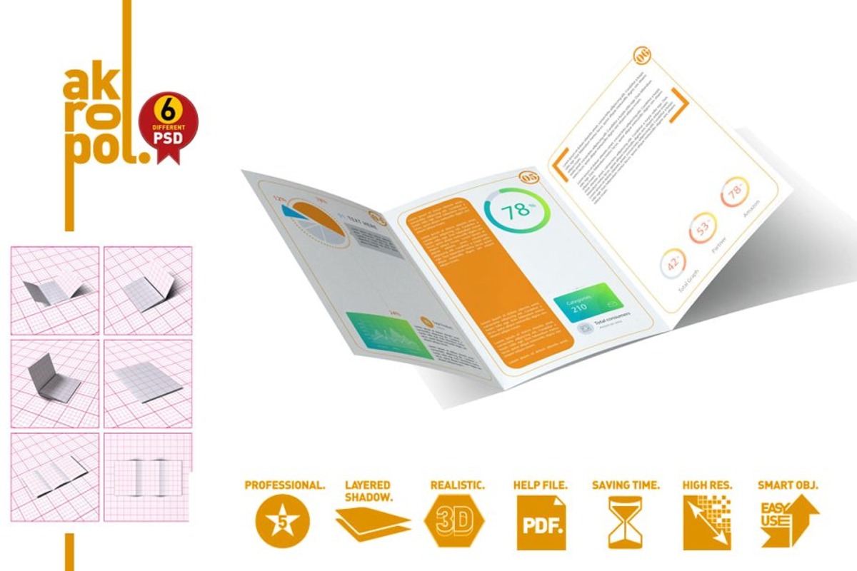 Мокап брошюры A5 Trifold