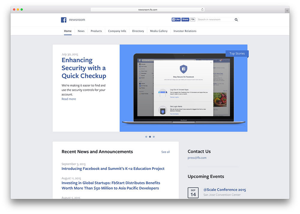 facebook-newsroom-wordpress-tema