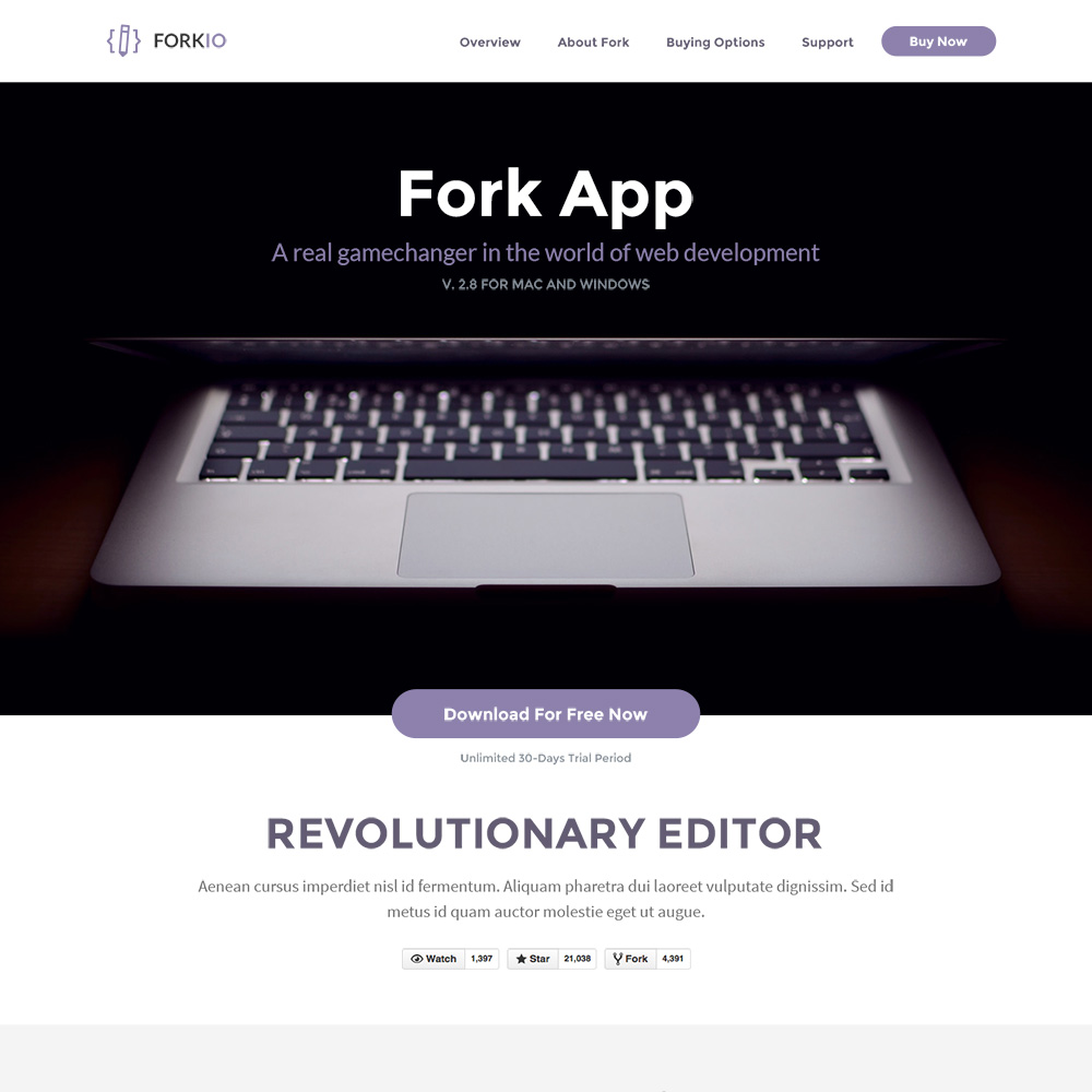 Forkio Template Satu Halaman PSD Gratis