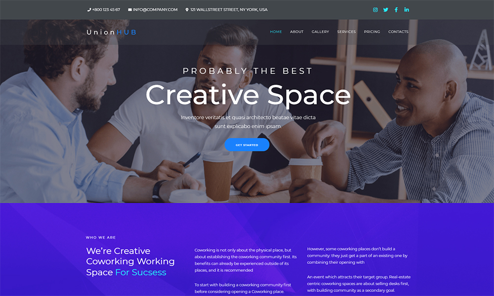 UnionHUB - Tema WordPress pentru elemente de spațiu de lucru