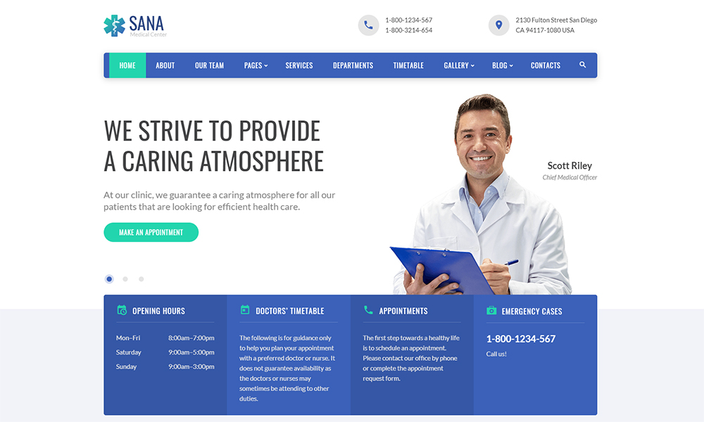 Sana - Șablon de site-uri web pentru curățarea medicală
