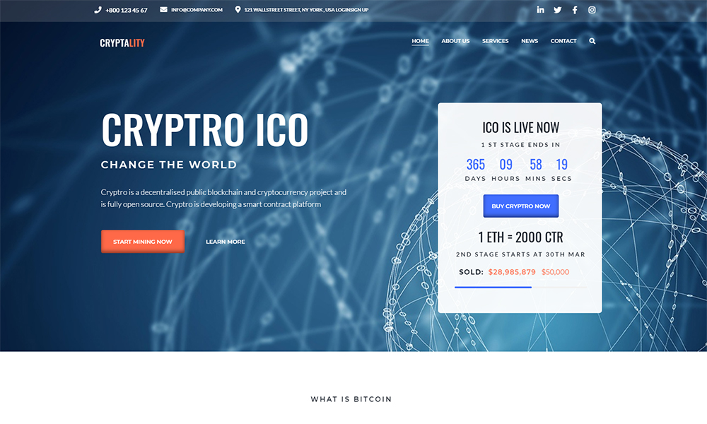 Criptalitate - Criptomonedă Elementor sau Tema WordPress