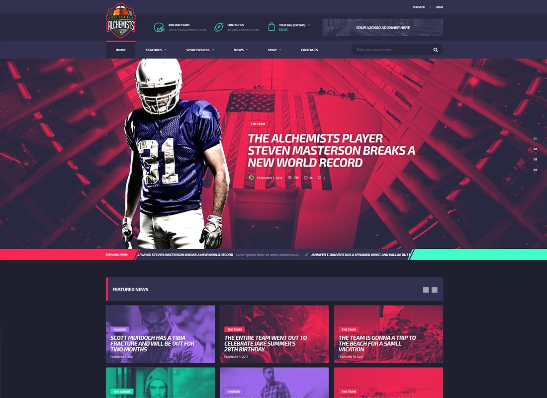 Alchimisti | Tema WordPress per club sportivi e notizie