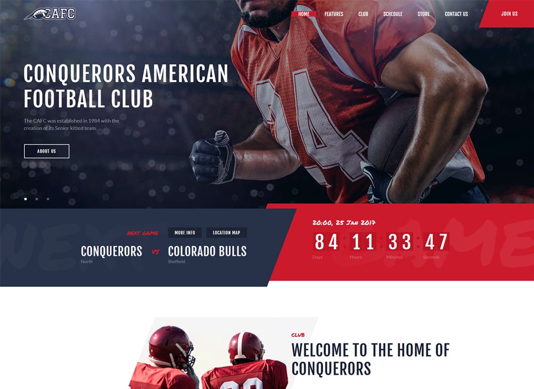 Conquistatori | Tema WordPress del club di football americano