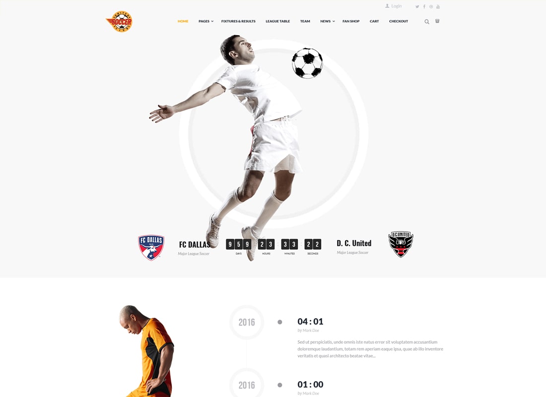 Squadra di calcio | Tema WordPress per calcio e sport