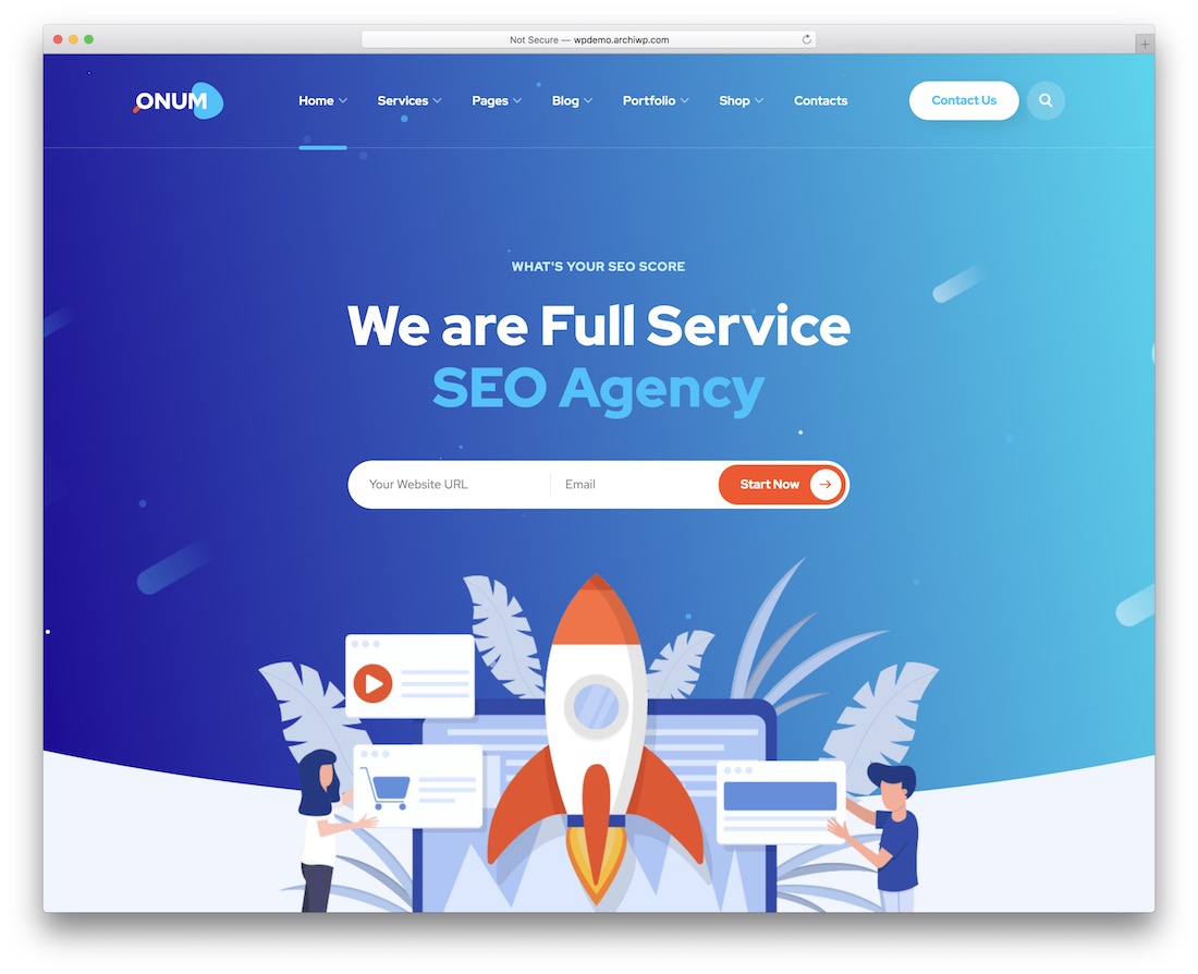 șablon site web de marketing onum