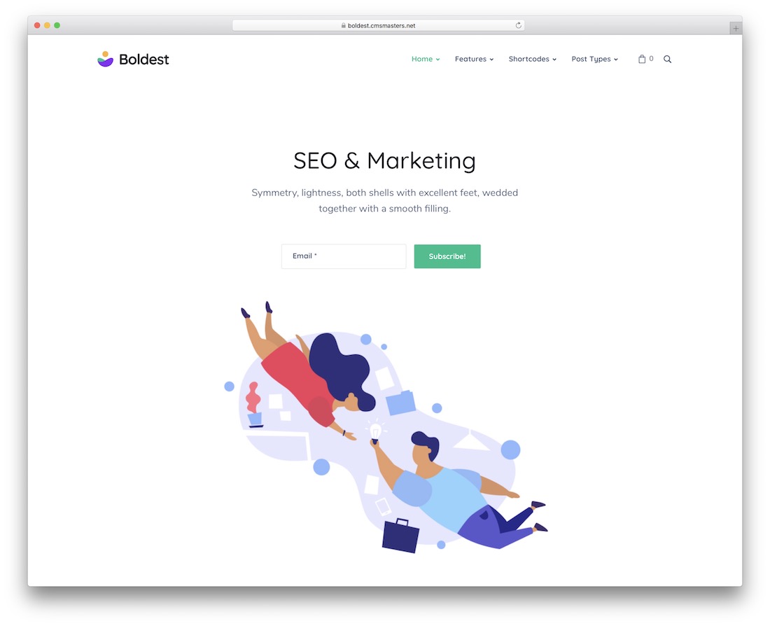 cel mai îndrăzneț șablon de site de marketing