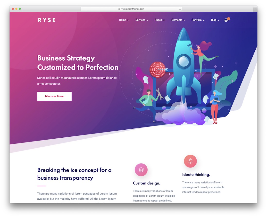 șablon de site web de marketing ryse