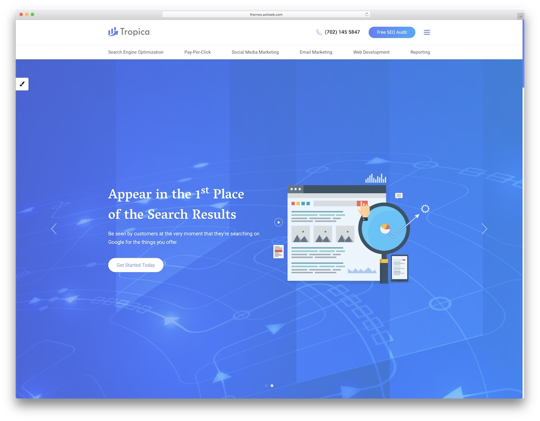 șablon site web de marketing seo tropica