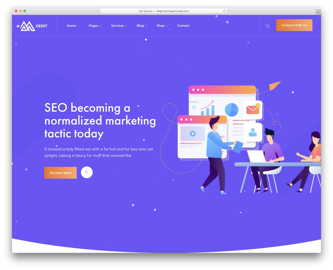șablon site web degit marketing