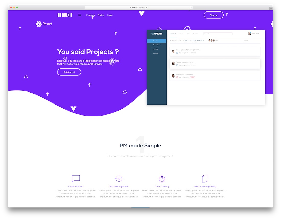 șablon de site web de marketing bulkit