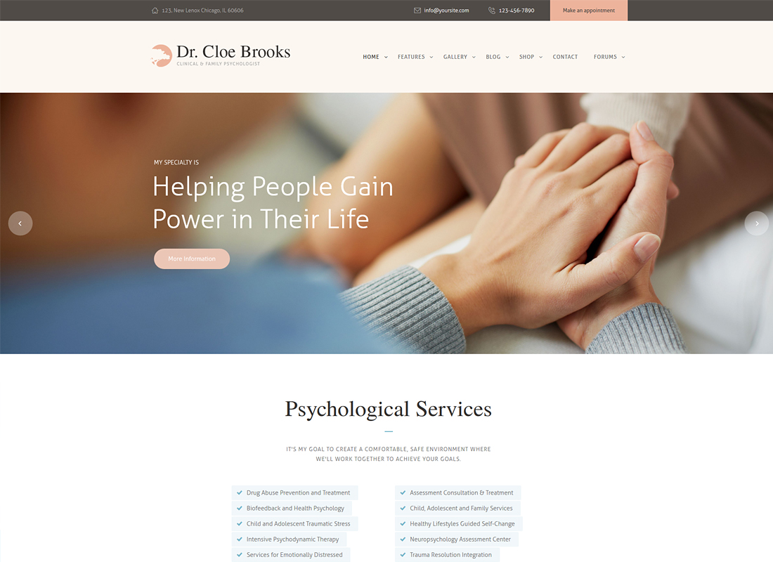 Cloe Brooks | Psychologia, poradnictwo i medycyna Motyw WordPress + RTL