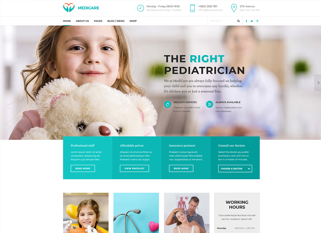 Opieka zdrowotna | Motyw WordPress Medycyna i zdrowie