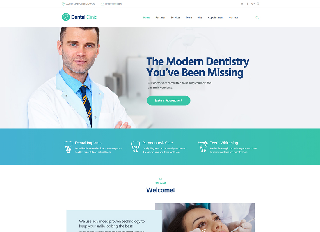 Klinika Stomatologiczna | Motyw WordPress Medycyna i opieka zdrowotna