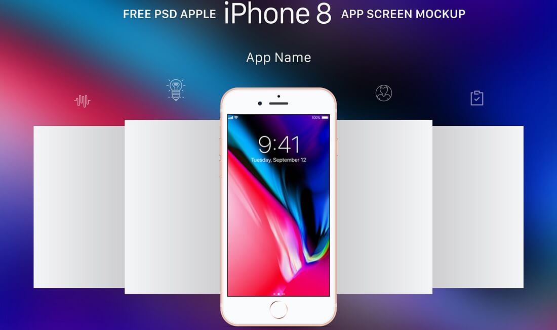 gratuit Apple auriu gri gri spațial iphone 8 machetă ecran de aplicație psd