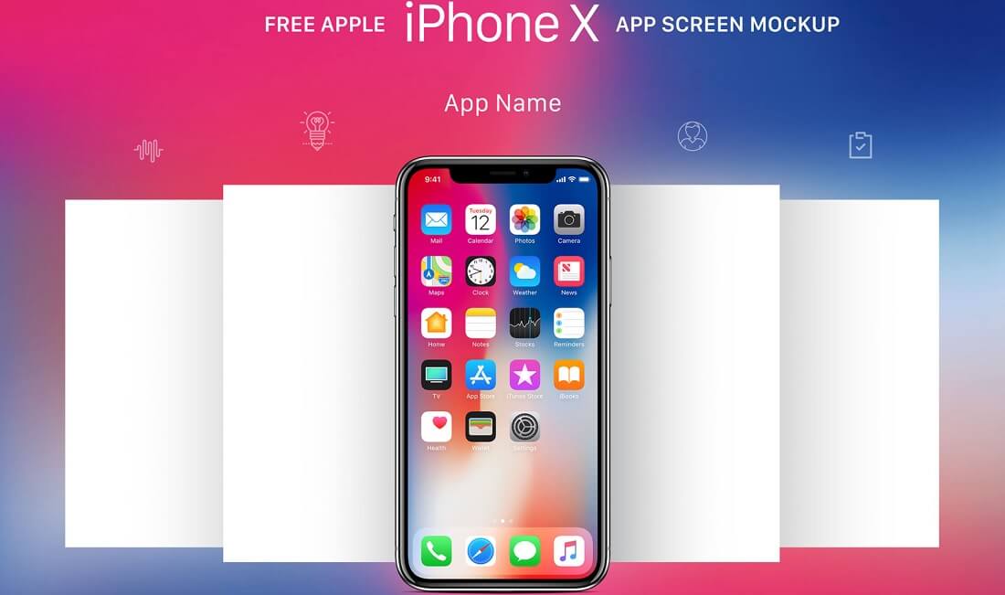 psd gratuit pentru macheta ecranului aplicației apple iphone x