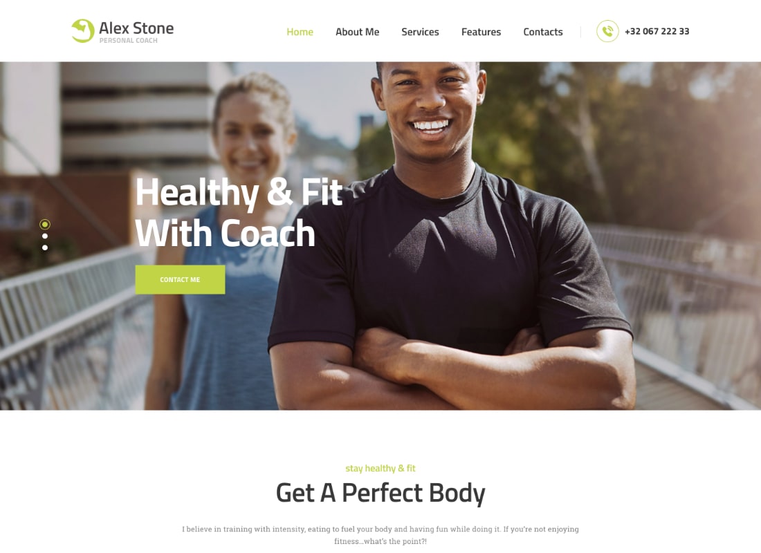 Alex Stone | Tema personală pentru antrenorul de gimnastică WordPress