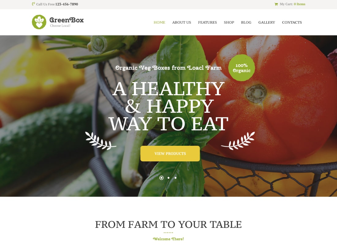 Cutie verde | Eco Farm & Magazin de produse organice Tema WordPress