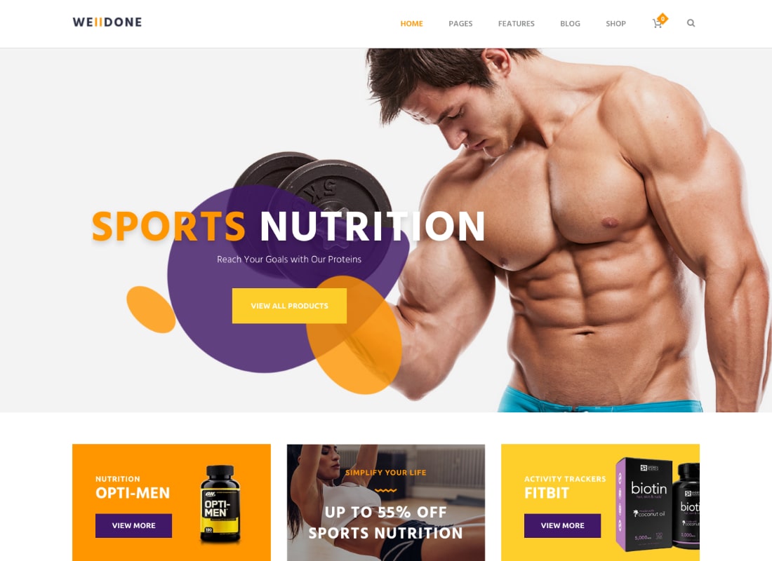 Welldone | Magazin de suplimente și nutriții pentru sport și fitness Tema WordPress