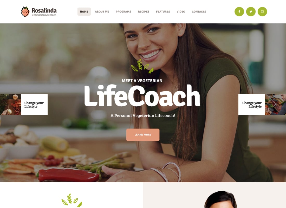 Rosalinda | Tema WordPress pentru antrenorul de sănătate și stilul de viață vegetarian