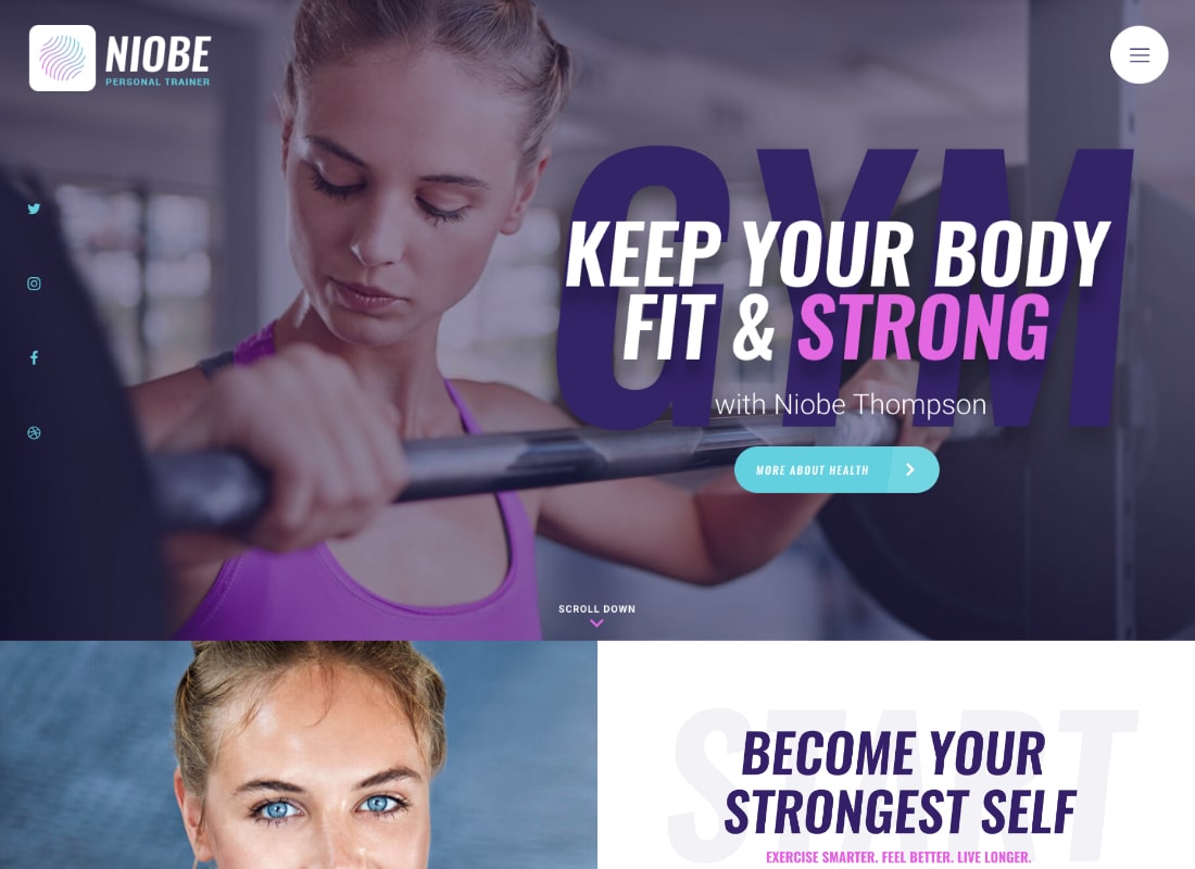 Niobe | Un antrenor de gimnastică și un antrenor de nutriție Tema WordPress