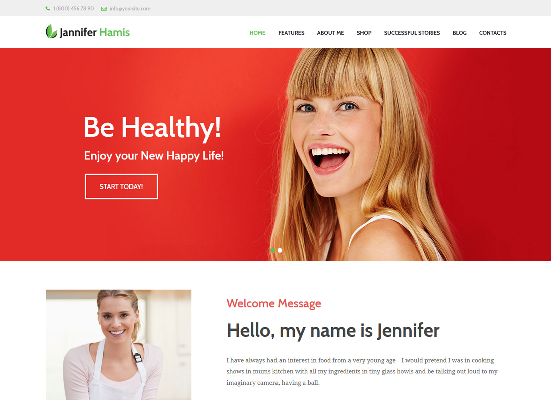 Jennifer Hamis | Tema WordPress pentru revista Health Coach Blog & Lifestyle Magazine
