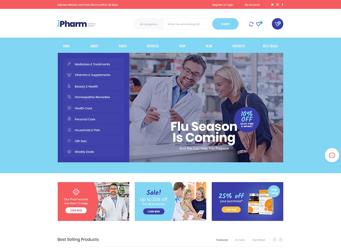 IPharm - Farmacie online și temă medicală WordPress