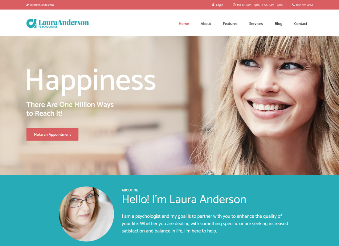 Laura Anderson | Psiholog, terapie și consiliere Tema WordPress