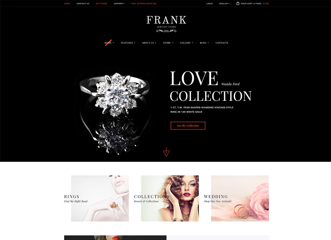 Frank | Magazin online de bijuterii și ceasuri Tema WordPress de lux